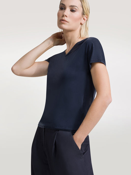 Cupro V-Neck Wom Shirty