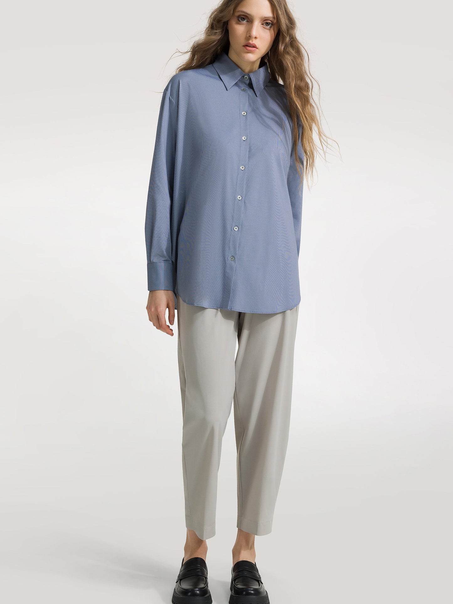 Oxford Jacquard Boyfriend Wom Shirt