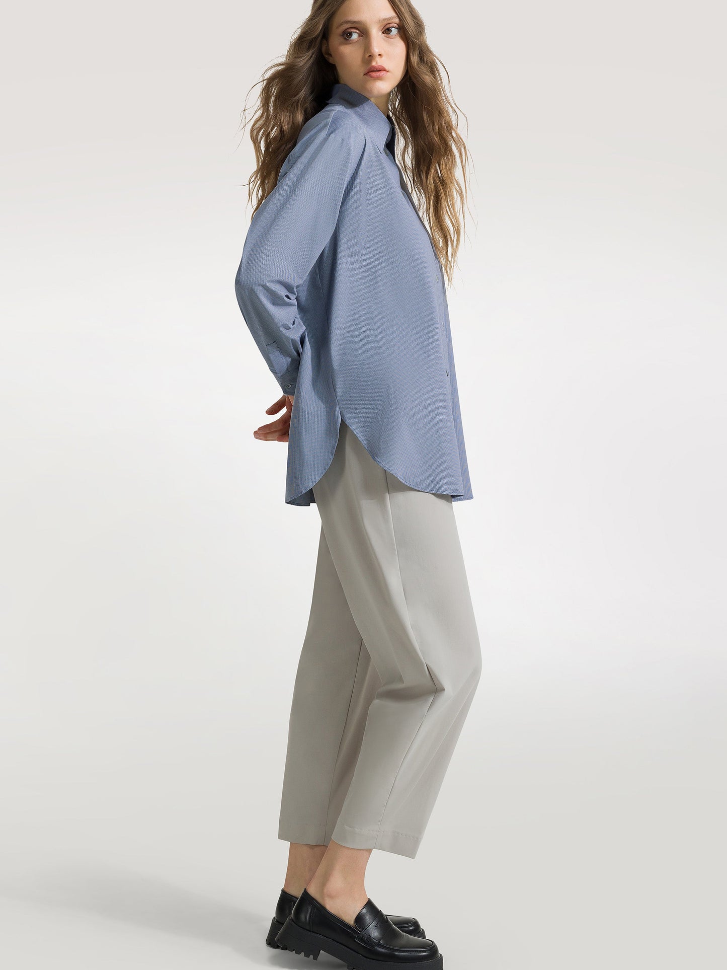 Oxford Jacquard Boyfriend Wom Shirt