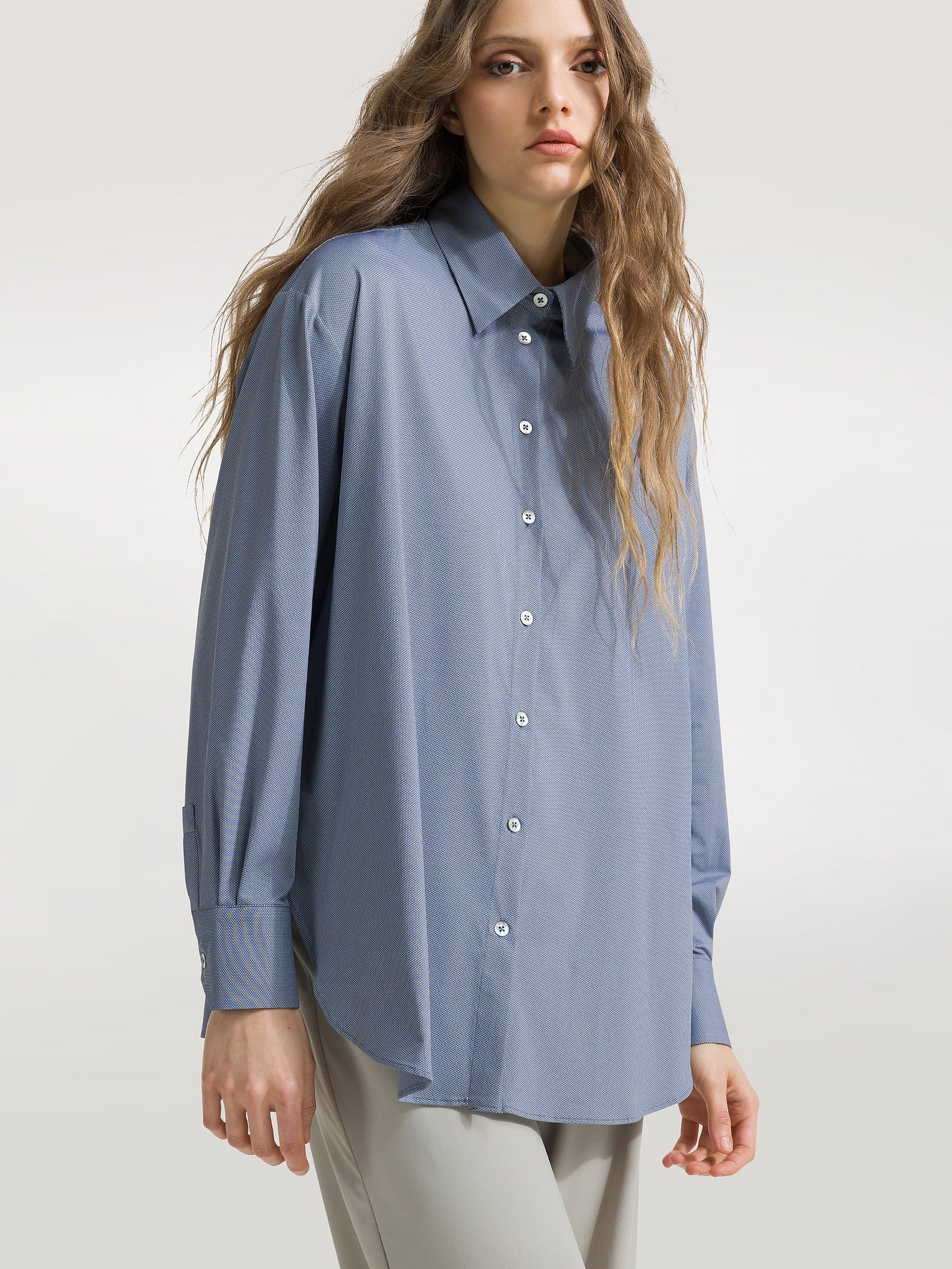 Oxford Jacquard Boyfriend Wom Shirt