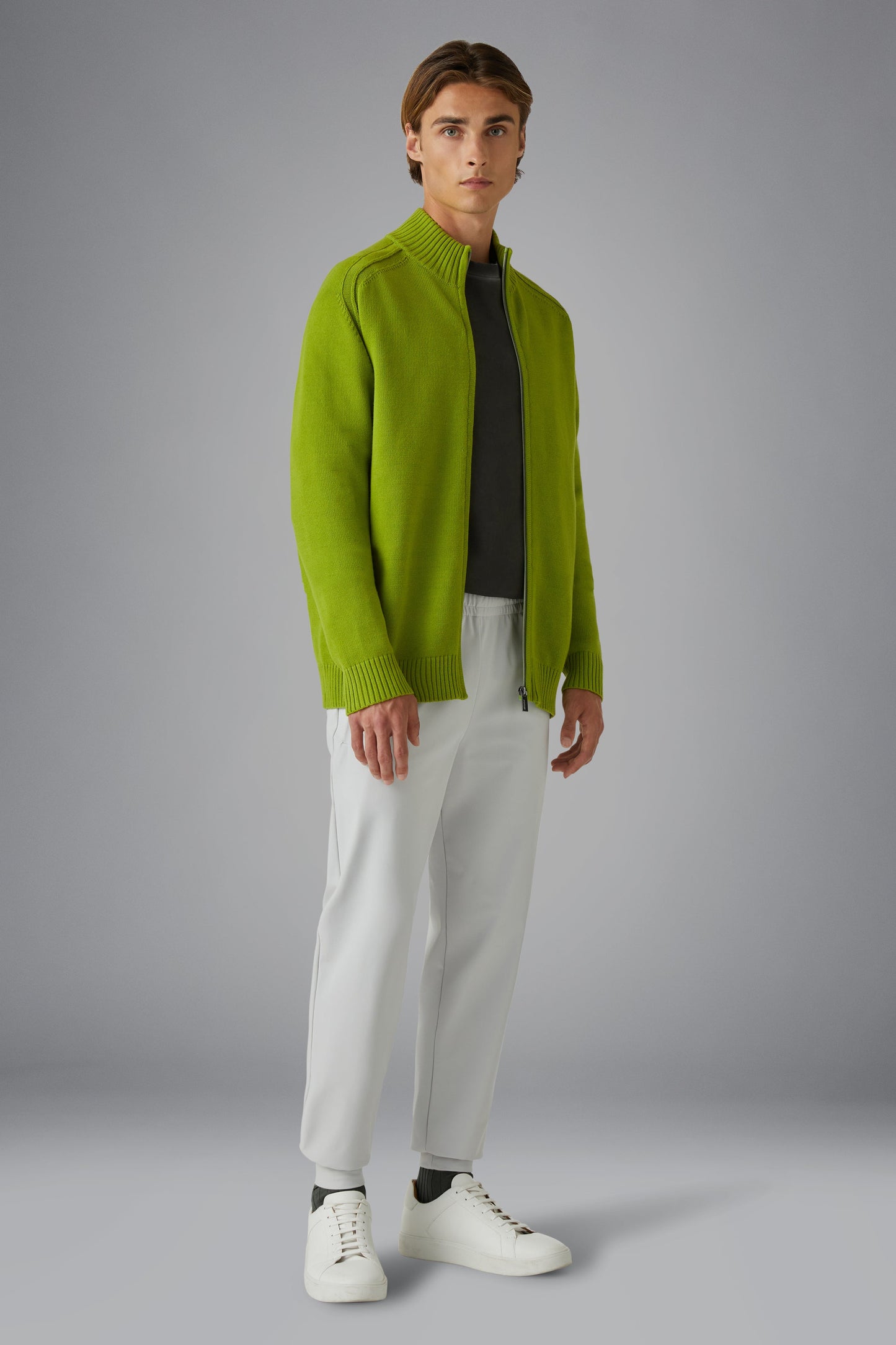 Knit Cotton Plain Zip
