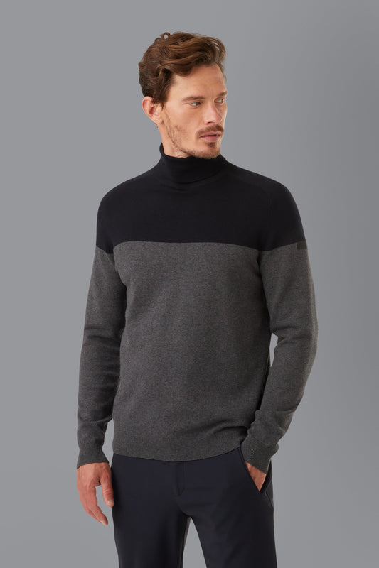 Knit Cotton Block Turtleneck