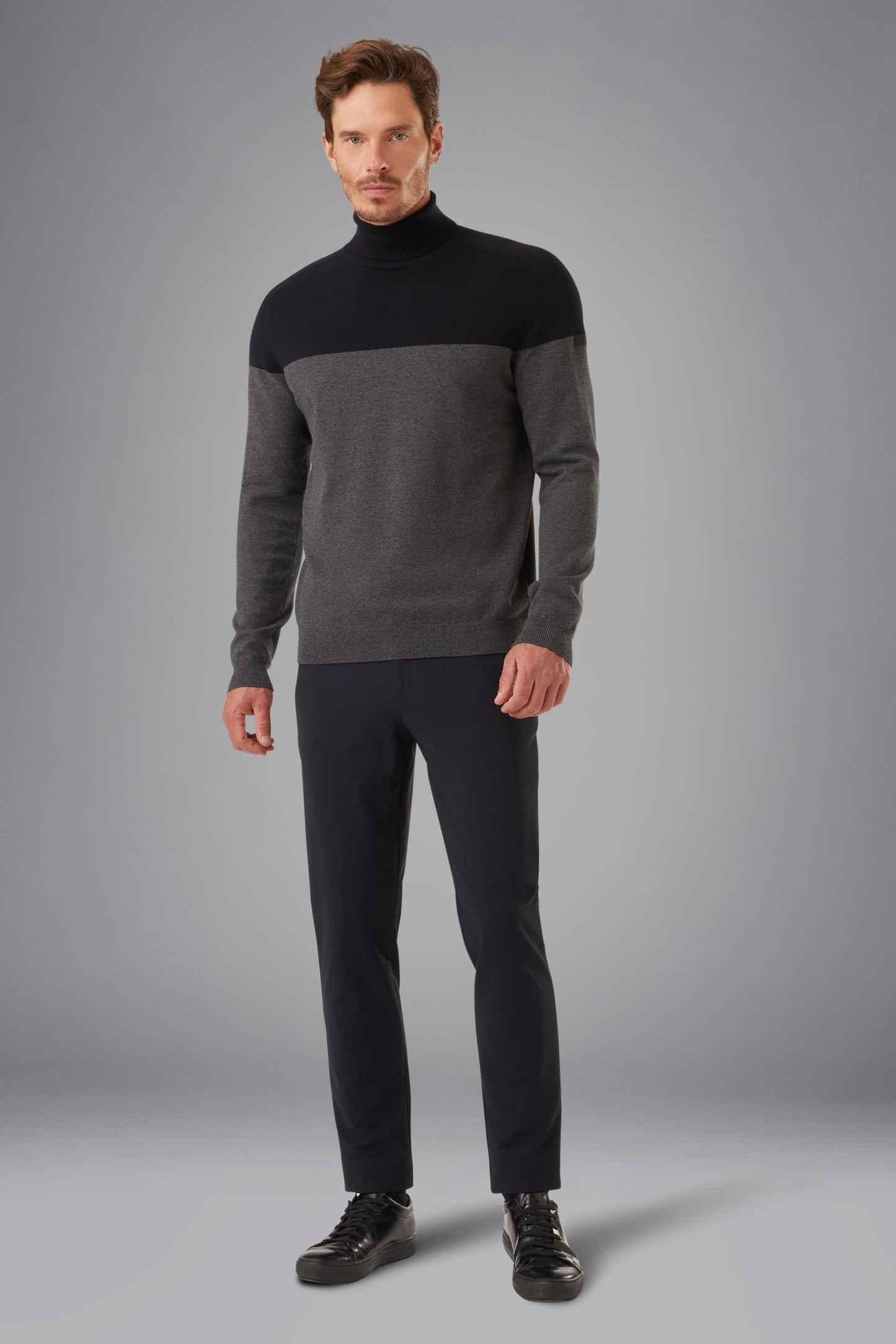 Knit Cotton Block Turtleneck