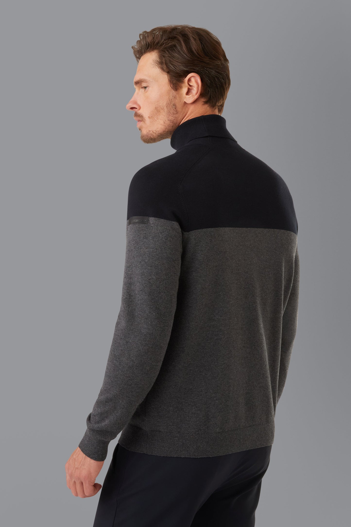 Knit Cotton Block Turtleneck