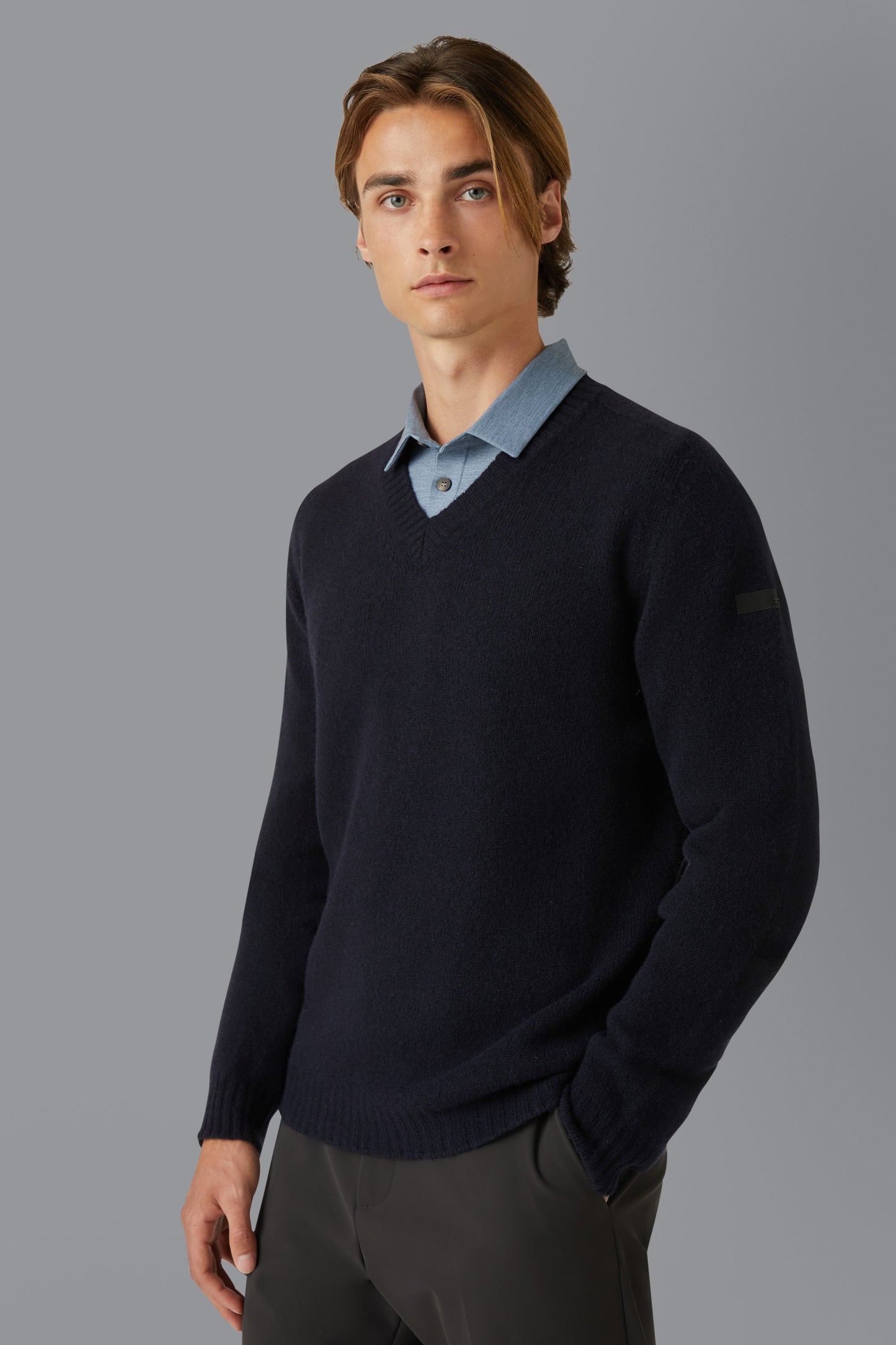 Knit Wool Plain Uncut V-Neck