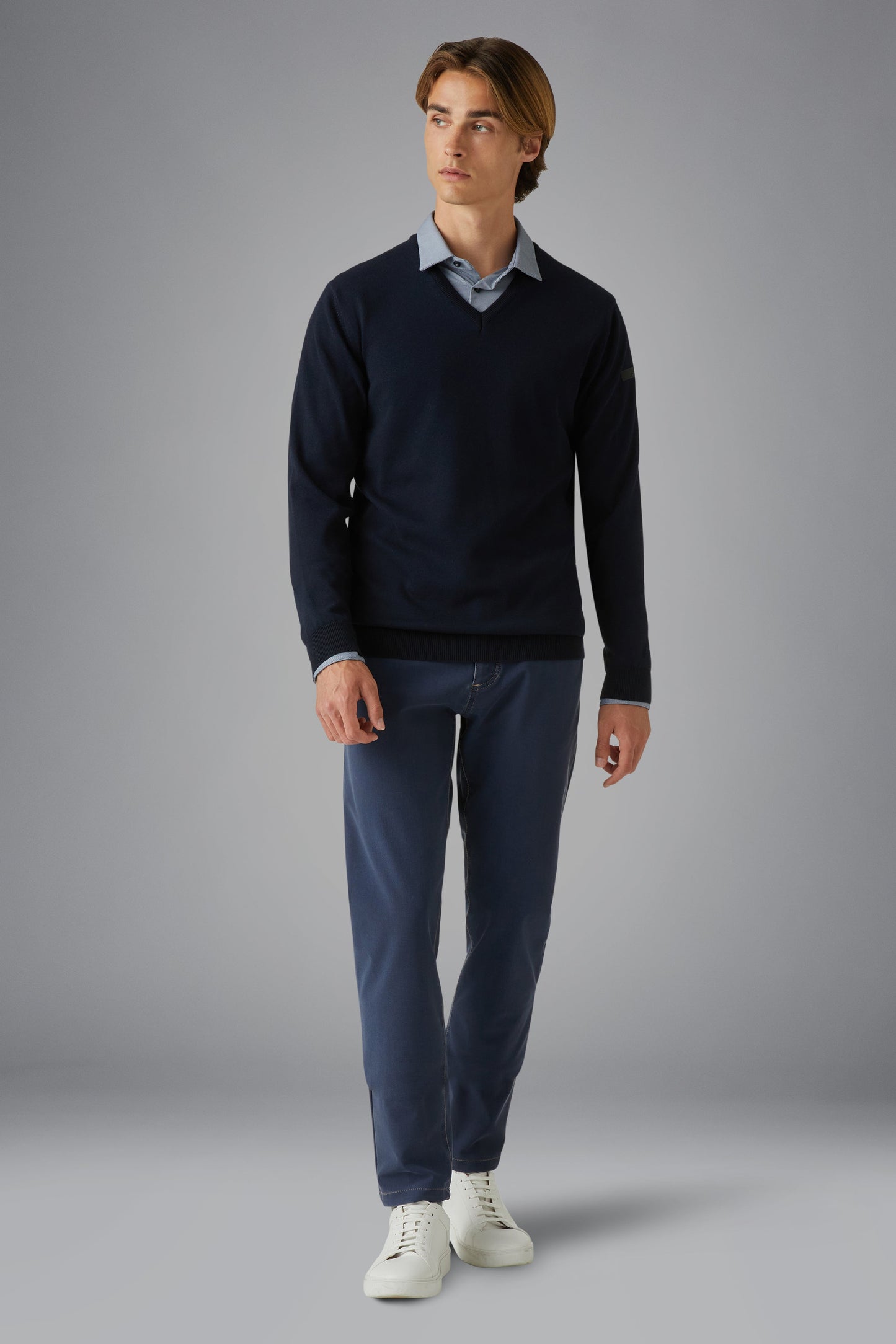 Knit Polipropicotton Plain V-Neck