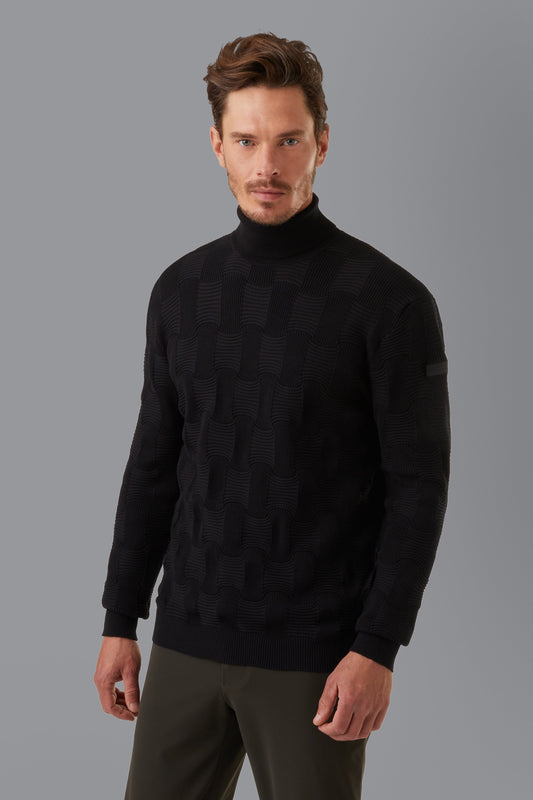 Knit Cotton Basket Turtleneck