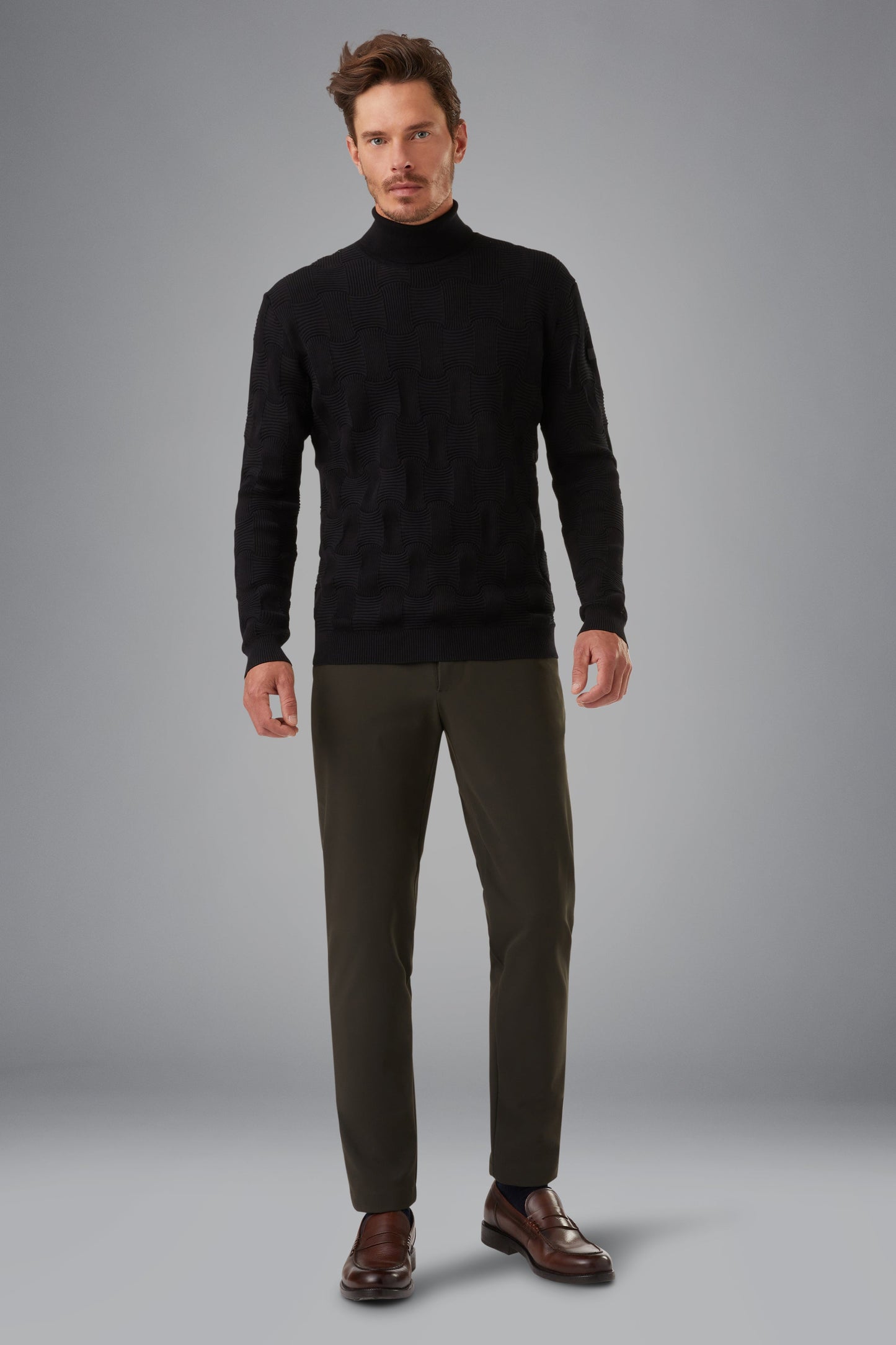 Knit Cotton Basket Turtleneck