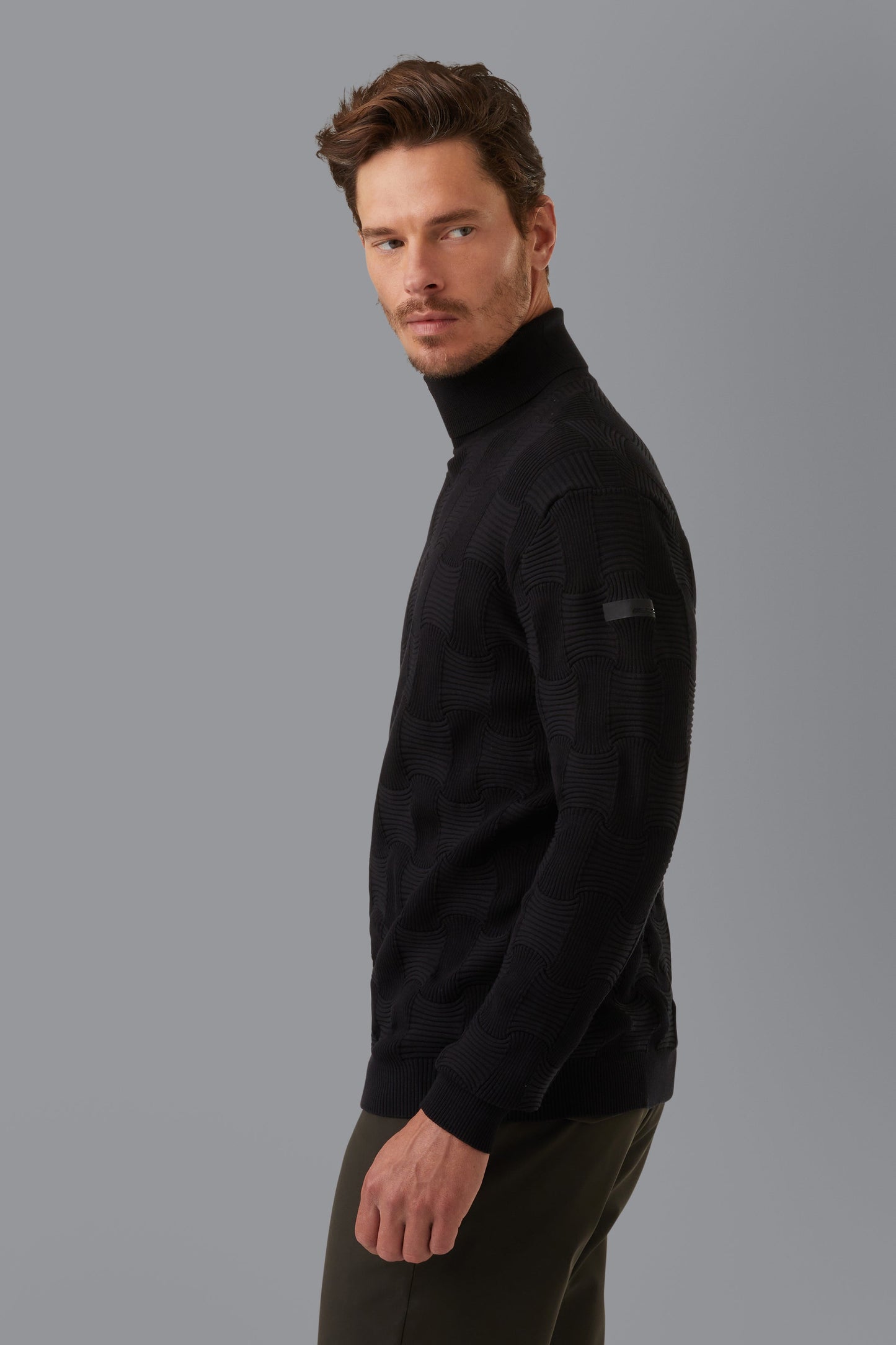 Knit Cotton Basket Turtleneck