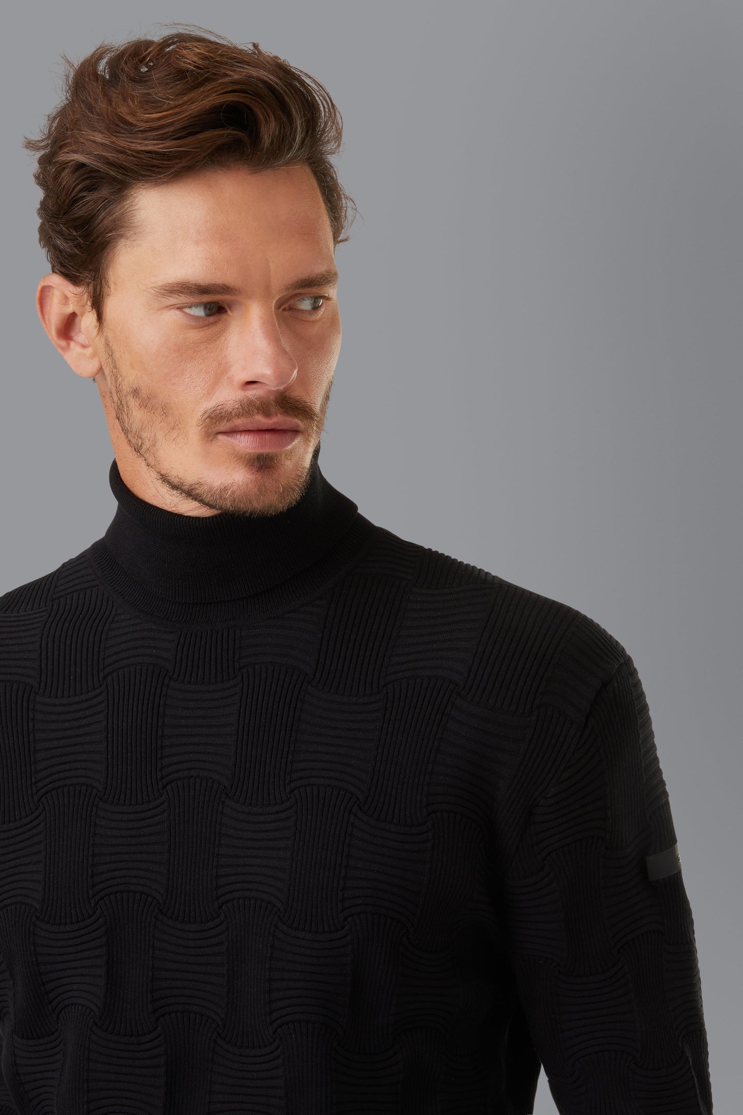 Knit Cotton Basket Turtleneck