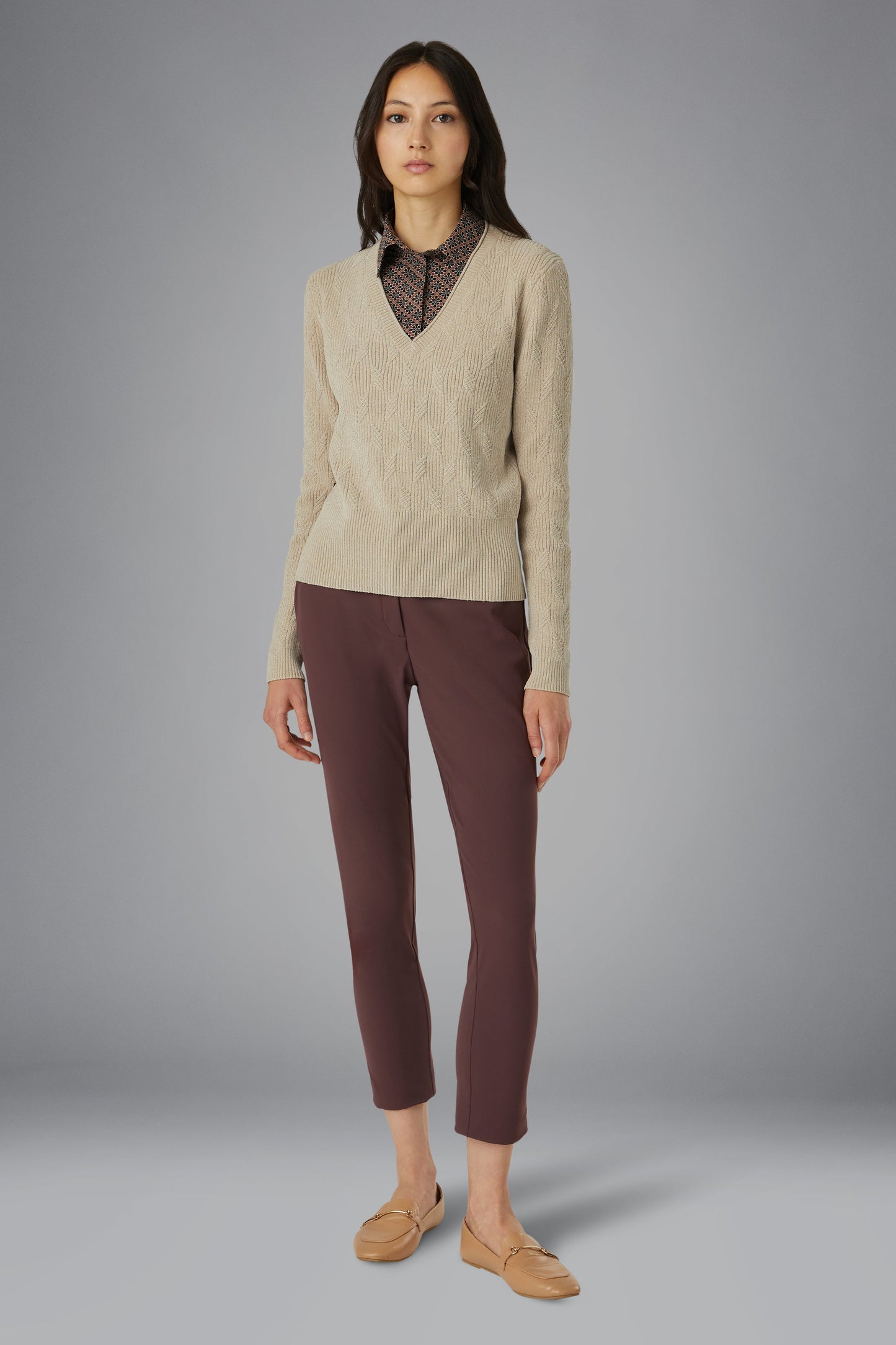 Knit Velvet V-Neck Lady