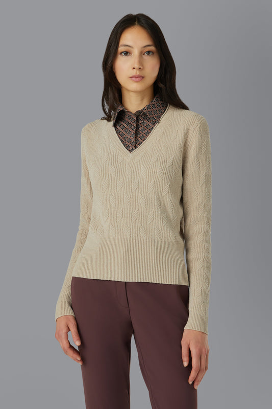 Knit Velvet V-Neck Lady