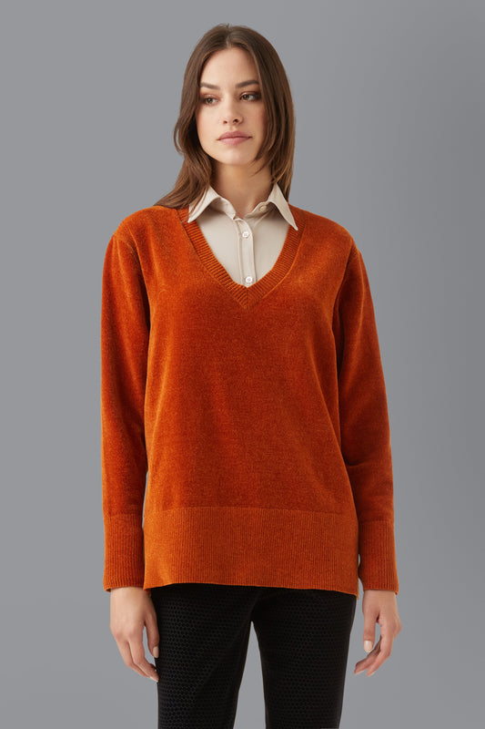 Knit Velvet Vent-Neck Lady