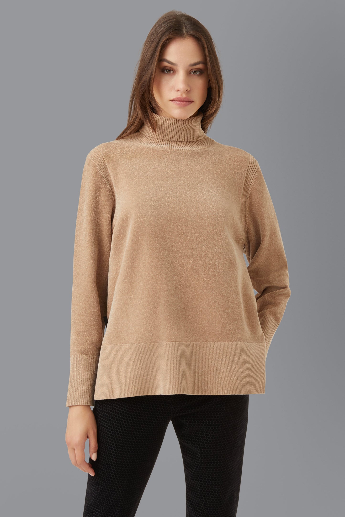 Knit Velvet Vent Turtleneck Lady