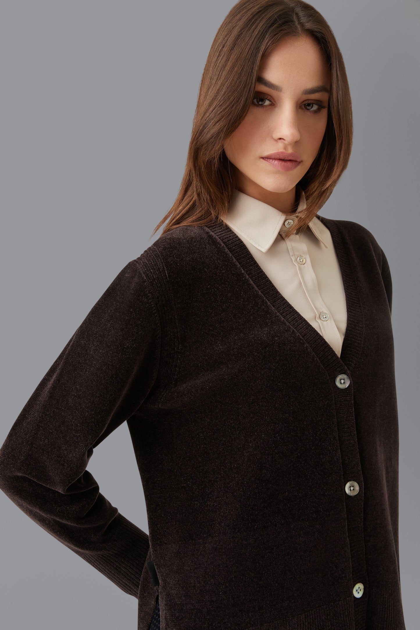 Knit Velvet Vent Cardigan Lady