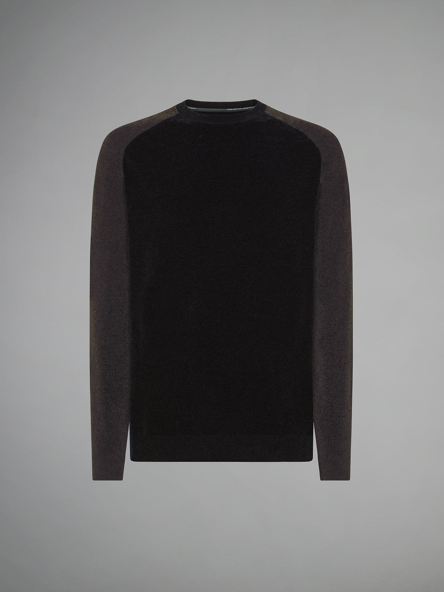 Velvet Block Sleeve Round Knit