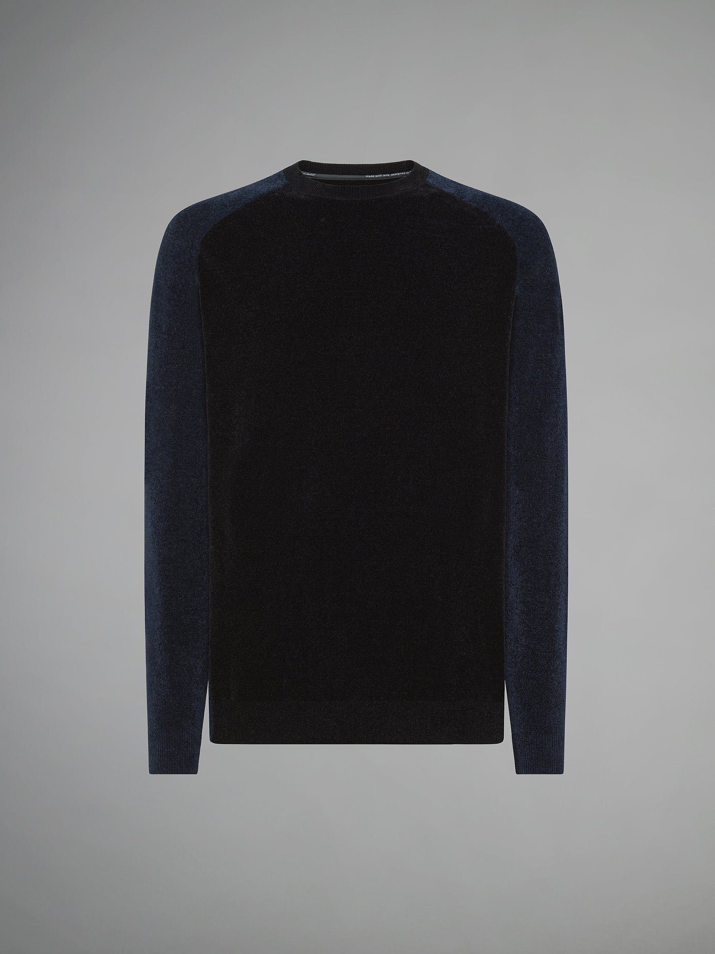 Velvet Block Sleeve Round Knit