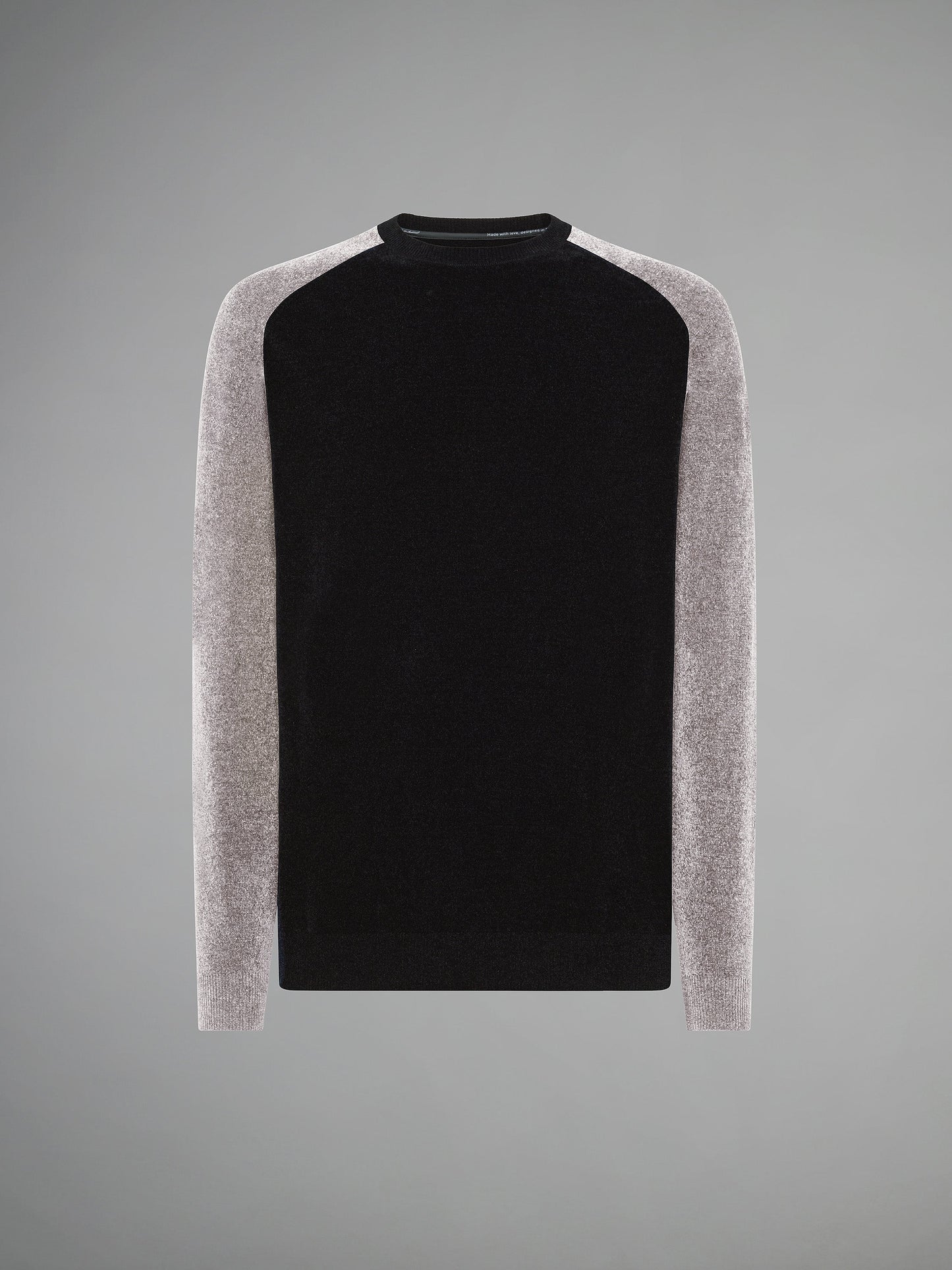 Velvet Block Sleeve Round Knit