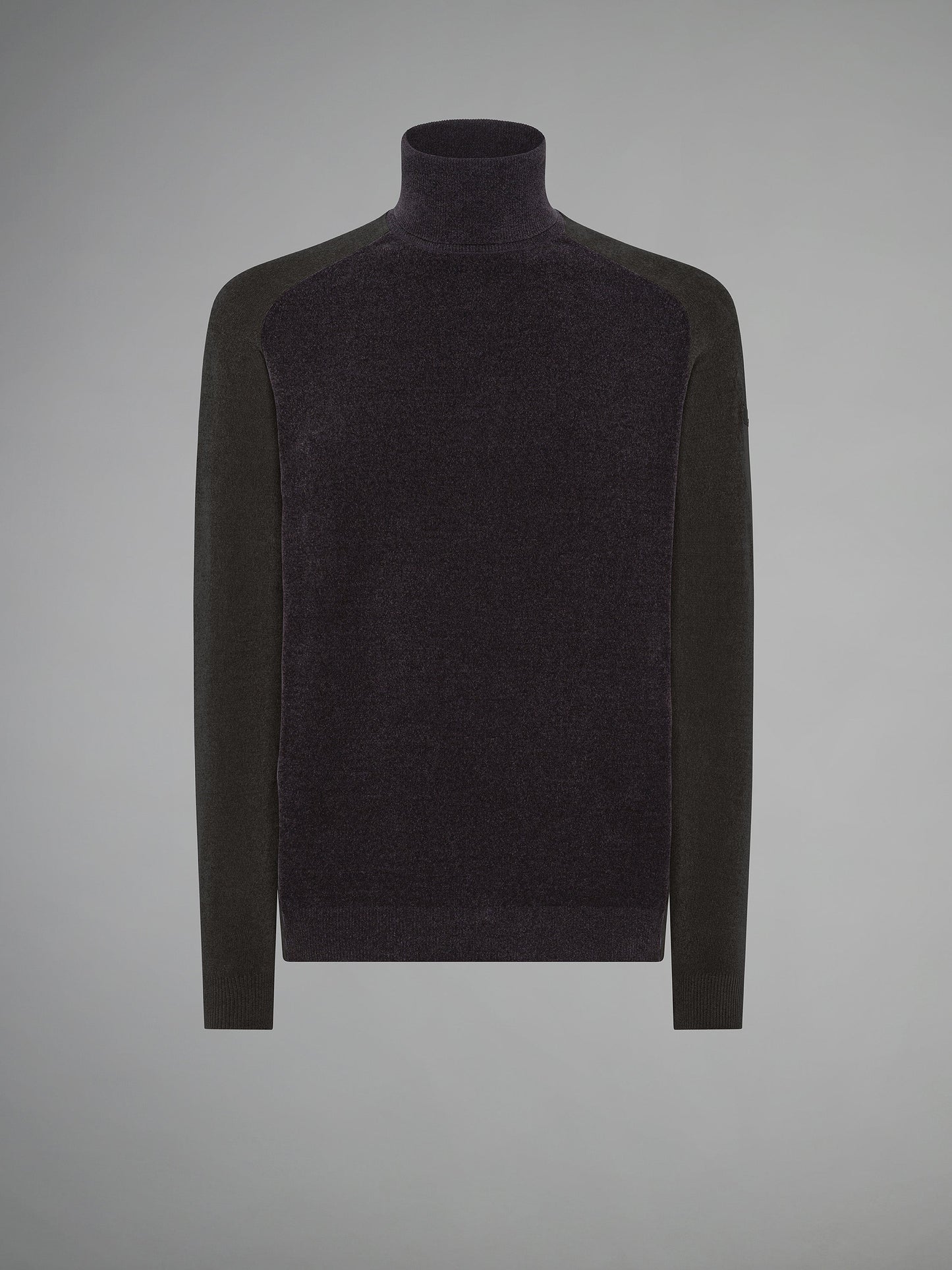 Velvet Block Sleeve Turtleneck Knit