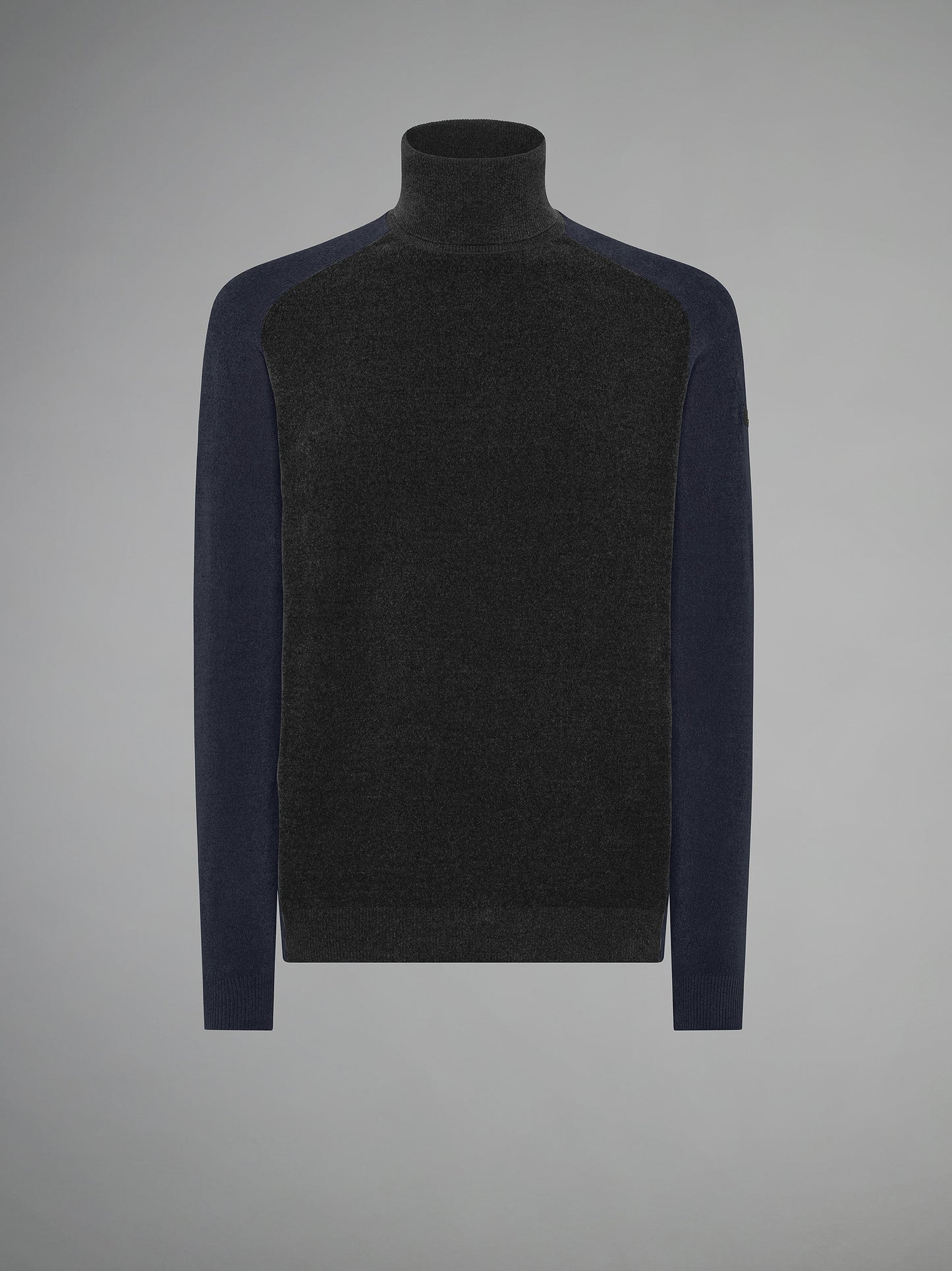 Velvet Block Sleeve Turtleneck Knit