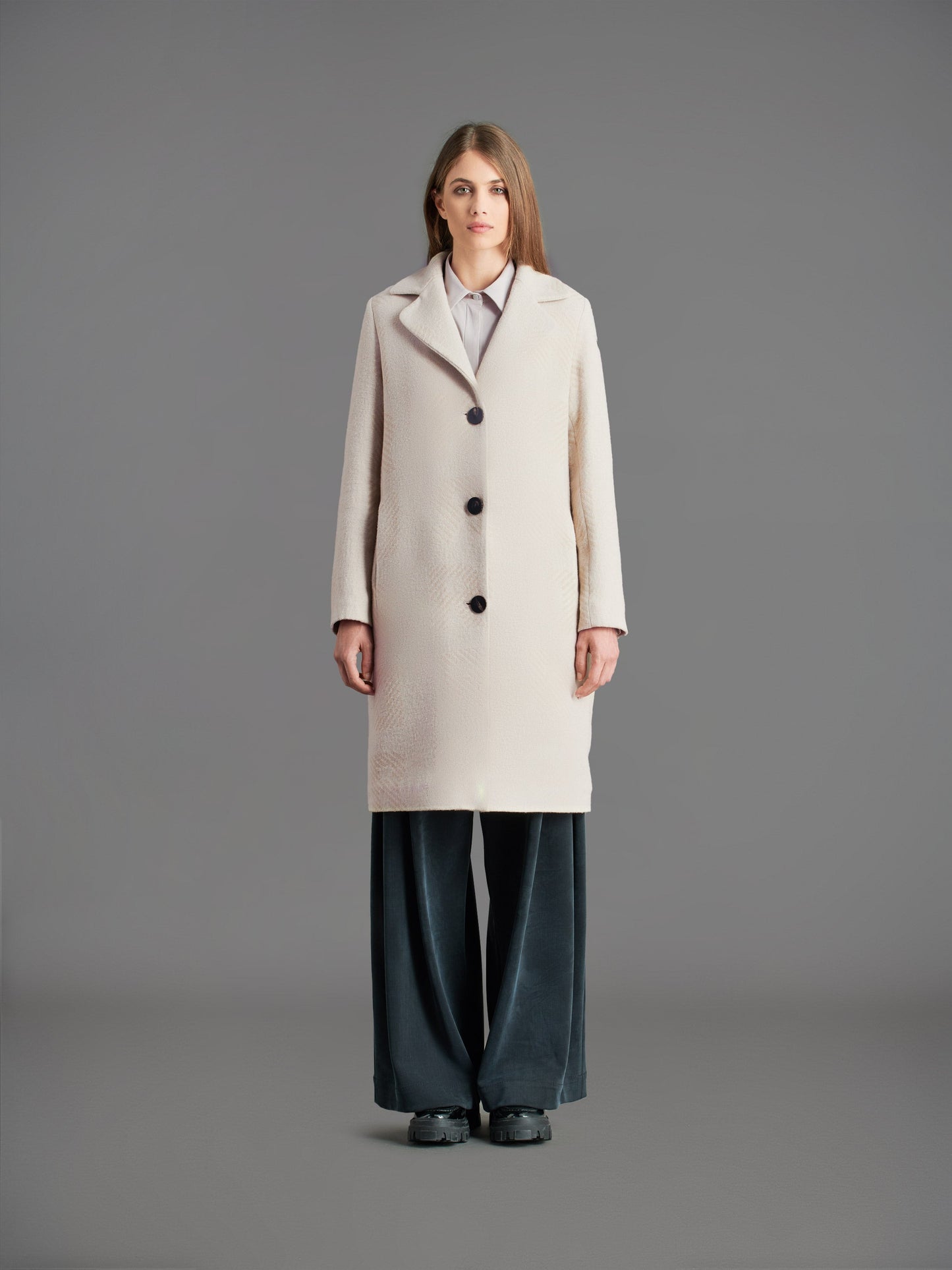Wool Lettering Coat Wom Jkt