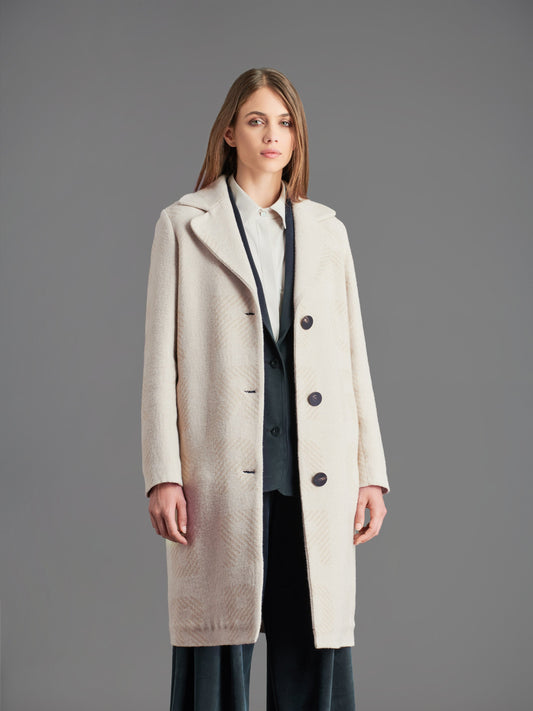 Wool Lettering Coat Wom Jkt