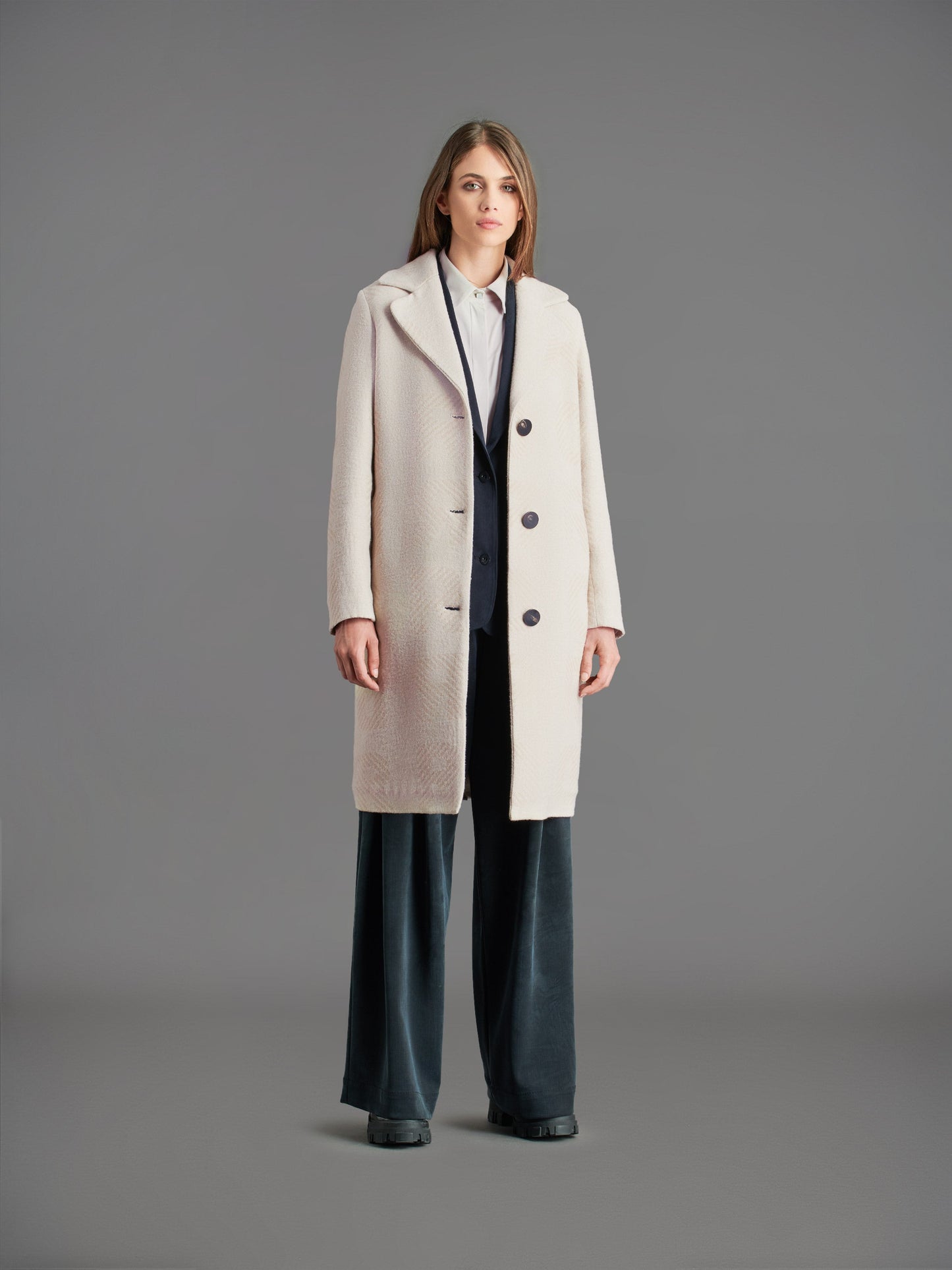 Wool Lettering Coat Wom Jkt