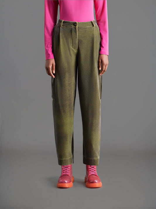 Techno Velvet Diago Military Pocket Wom Pant