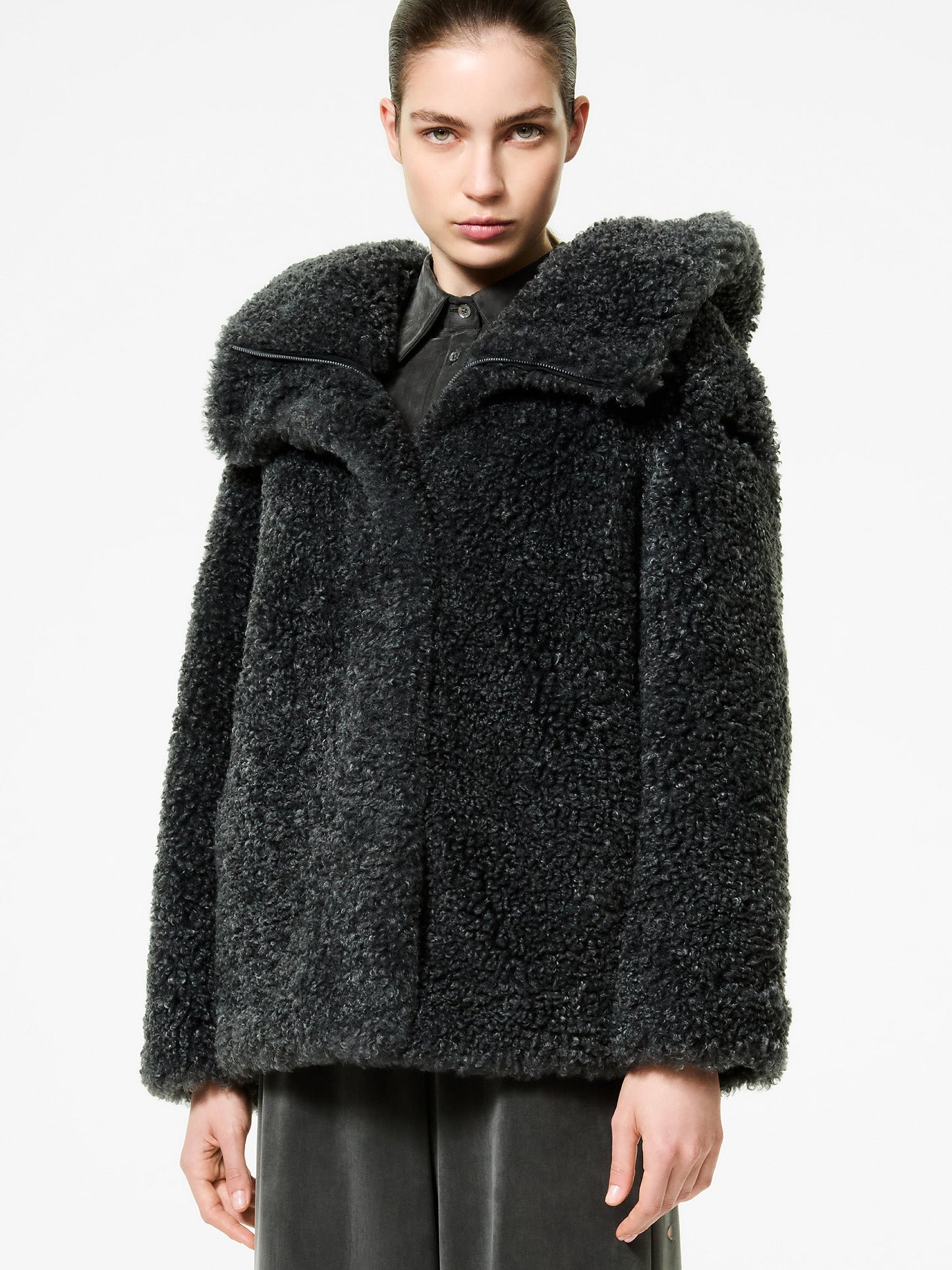 Lamb Hybrid Hood Wom Jkt